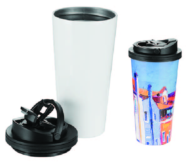 15oz Sublimation BLANK Aluminum White Travel Mug With Lid