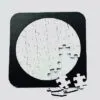 front blank view of the sublimation printed round puzzle on a frame