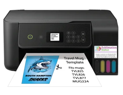 A sublimation printer in use printing a design.