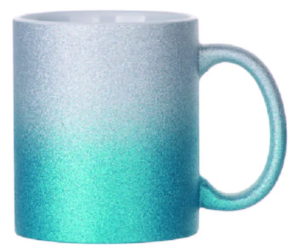 11oz. Sublimation Glitter Mug - Silver/Blue