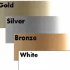 gold silver bronze and white plaques