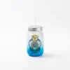 15oz Sublimation BLANK Frosted Mason Jar w/ Lid & Straw -LT BLUE - Image 3