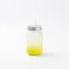 15oz Sublimation BLANK Frosted Mason Jar w/ Lid & Straw -YELLOW