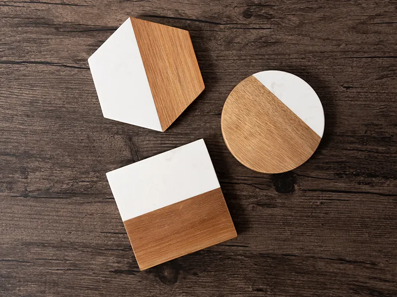 Laser Engraving Marble and Wood Coaster