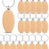 Laser Engraving Blank Oval Wood Keychains w/ Ring - 70 PACK