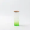 17oz Sublimation BLANK Slim Glass Tumbler w/ Frosted & Green Gradient