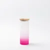 17oz Sublimation BLANK Slim Glass Tumbler w/ Frosted & Magenta Gradient