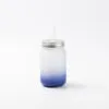 15oz Sublimation BLANK Frosted Mason Jar w/ Lid & Straw - DARK BLUE