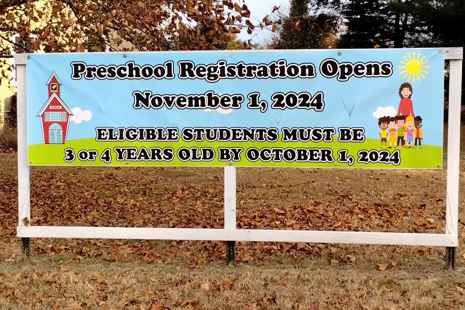 Outdoor Banner for Pre-K registration