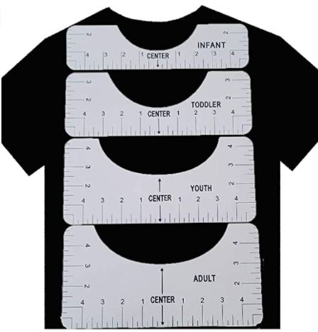 4 Pack T-Shirt Alignment Ruler, Sublimation Designs on Heat Vinyl
