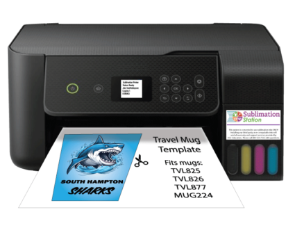 A sublimation printer in use printing a design.