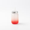 15oz Sublimation BLANK Frosted Mason Jar w/ Lid & Straw -RED