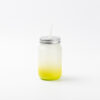 15oz Sublimation BLANK Frosted Mason Jar w/ Lid & Straw -YELLOW