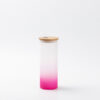 17oz Sublimation BLANK Slim Glass Tumbler w/ Frosted & Magenta Gradient