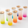 17oz Sublimation BLANK Slim Glass Tumbler w/ Frosted & Yellow Gradient - Image 2