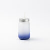 15oz Sublimation BLANK Frosted Mason Jar w/ Lid & Straw - DARK BLUE