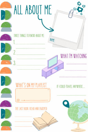 Printable all about me poster