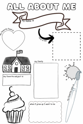 Printable All About Me Coloring Poster