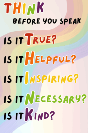 Think Before You Speak Classroom Poster Template