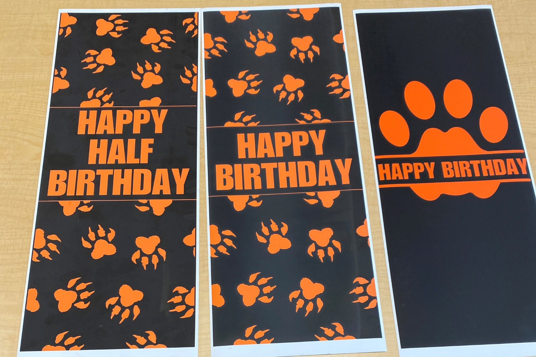 Three custom birthday locker magnets, printed with the Educator Plus poster printer